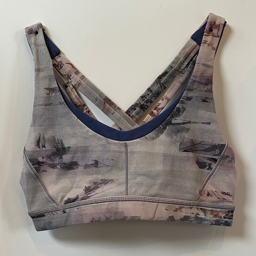 Lululemon Athletica Cross-Back Sports Bra - Gray and Blue
